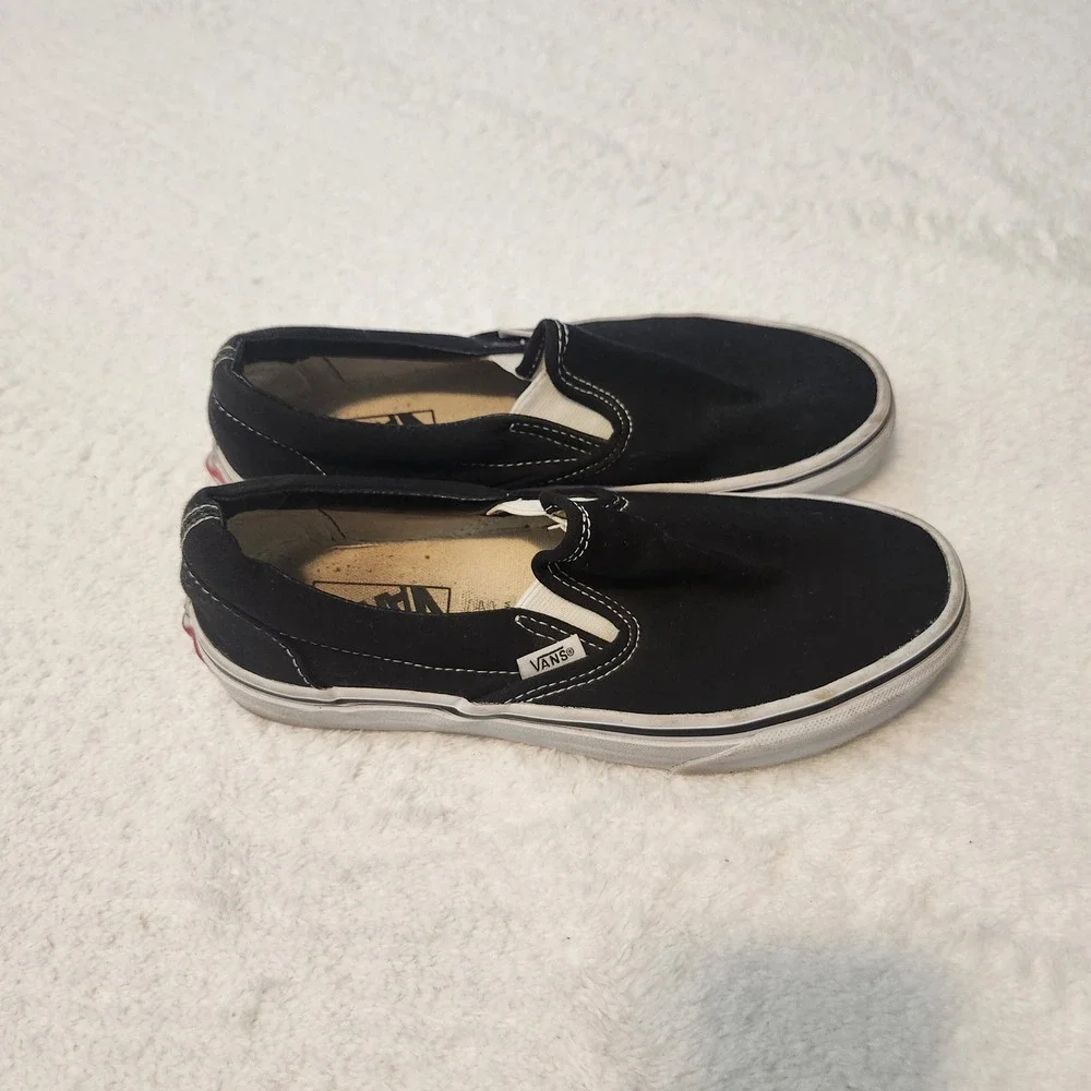 Vans Black Slip On Canvas Sneakers‎ Mens 6.0 or Womens 7.5